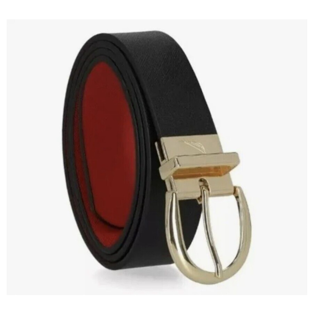 Nautica Belt Red Black M L Large Belt Womens Reversible Gold Buckle Belts